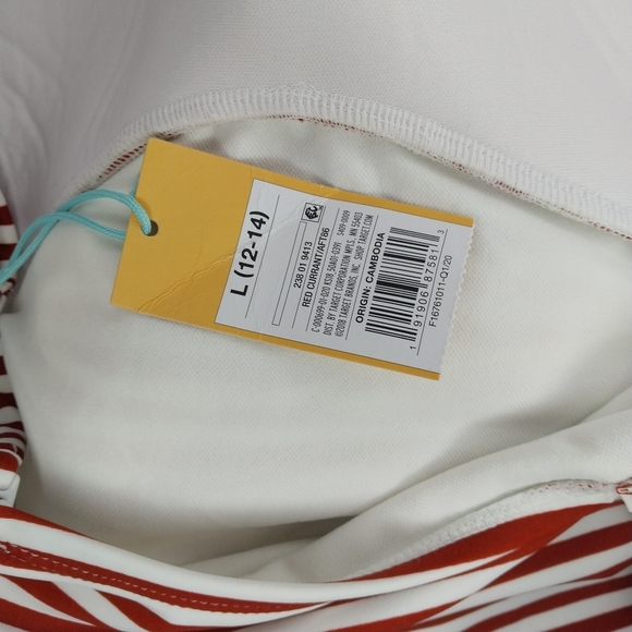 Kona Sol Brown and White Striped One Piece Swimsuit Size L NWT - Picture 11 of 11